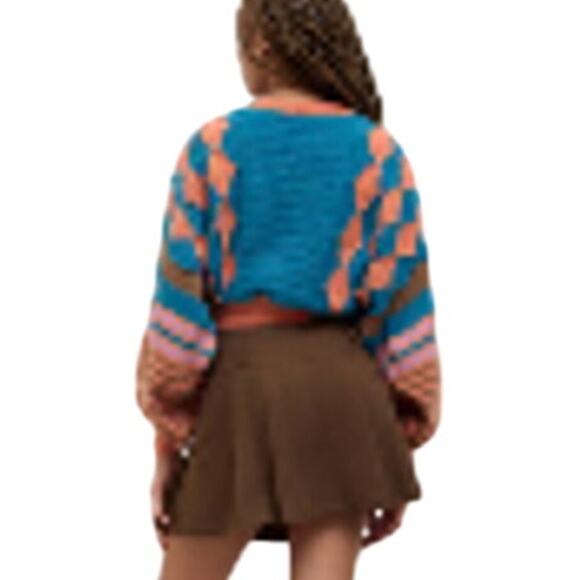 Cider Round Neckline Position Stripe Knitted Crop Sweater Medium - Picture 11 of 11